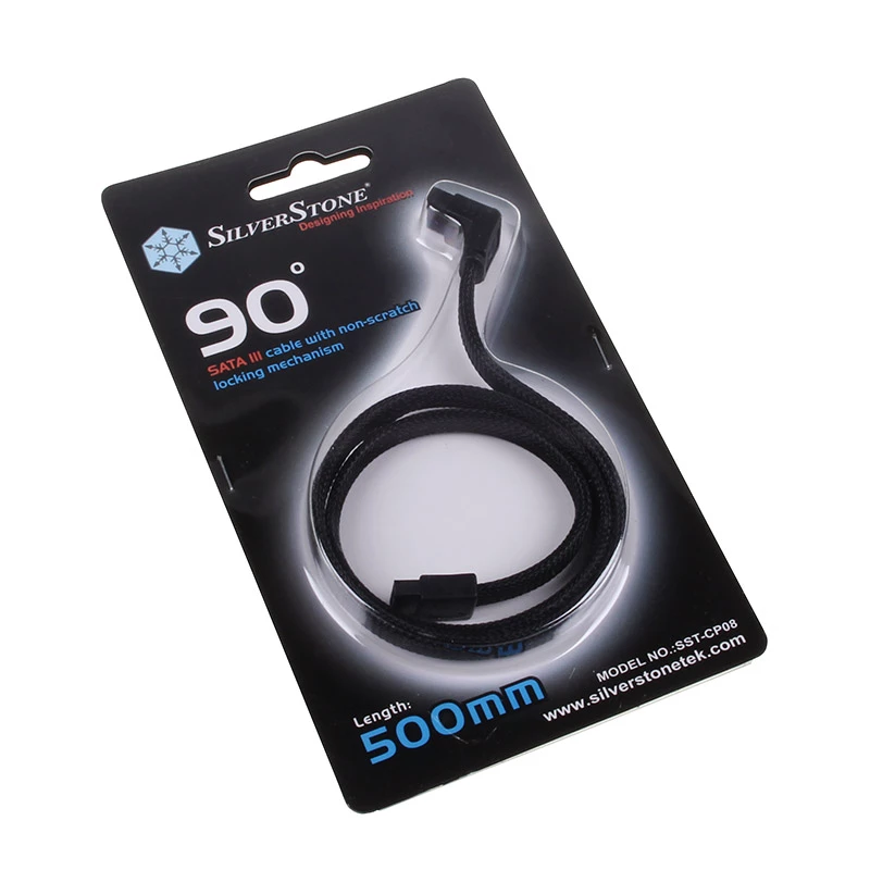 SilverStone SATA III-Kabel 50 cm gewinkelt / gerade - ummantelt schwarz