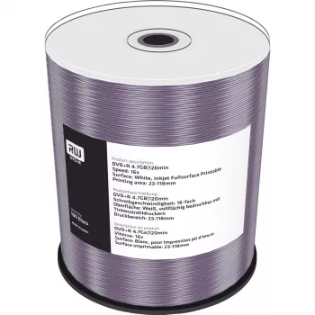 MediaRange Inkjet Fullsurface-Printable - 100 x DVD+R 16x - Speichermedium (MR414)