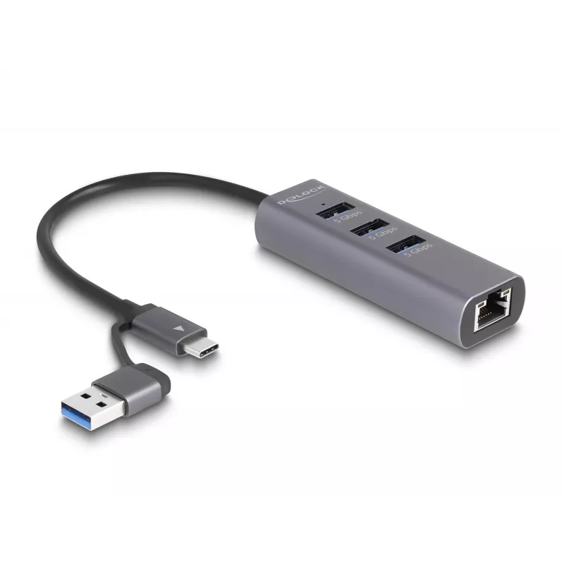 DeLOCK 64282 Laptop-Dockingstation & Portreplikator Kabelgebunden USB 3.2 Gen 1 (3.1 Gen 1) Type-C Grau (64282)