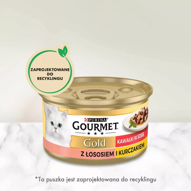 Nassfutter für Katzen Purina Nestlé GOURMET Gold Adult 85 g — Huhn & Lachs, Protein 7%, Feuchtigkeit 82%