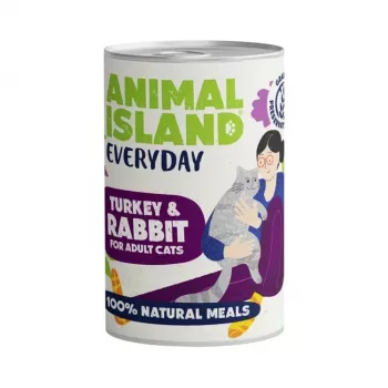 Nassfutter Animal Island Everyday – Pute & Kaninchen, 400 g, für ausgewachsene Katzen, getreide- und sojafrei