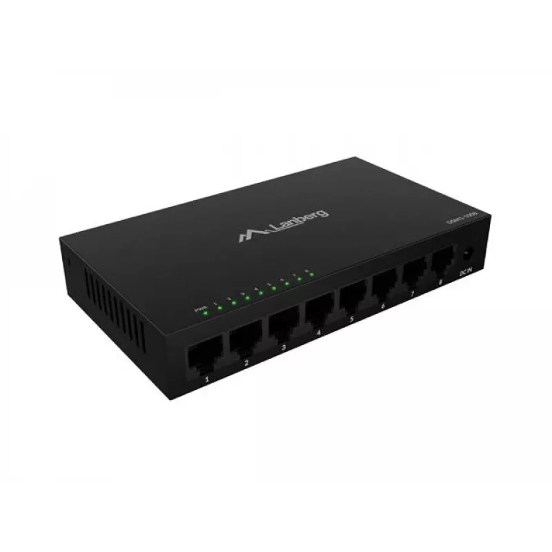 Netzwerk-Switch LANBERG DSM1-1008 8x 1 Gb/s unmanaged Gigabit Ethernet Desktop 12V Metallgehäuse