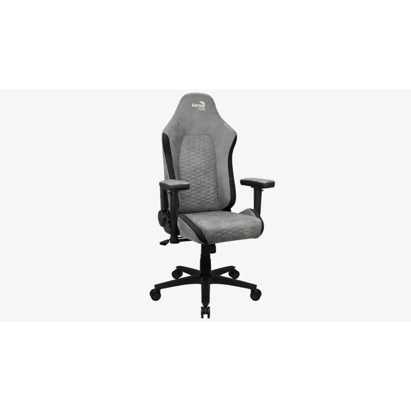 Aerocool Crown AeroSuede universeller Gaming-Stuhl mit gepolsterter Sitzfläche, Steingrau