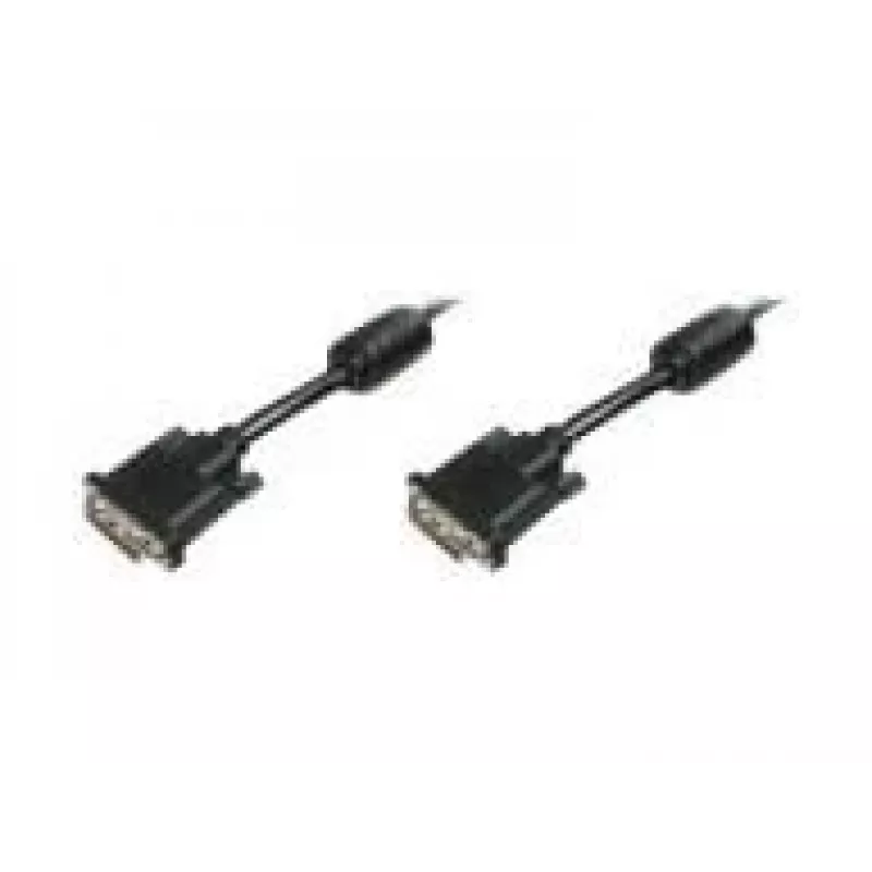 DIGITUS - DVI-Kabel - Dual Link - DVI-D (M) - DVI-D (M) - 5,0 m - vergossen, Rändelschrauben - Schwarz (AK-320101-050-S)