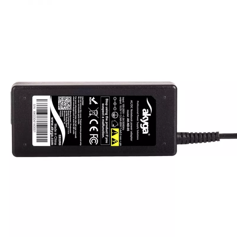 Laptop-Netzteil Akyga AK-ND-05 65W 19,5V 3,34A für DELL, 1,2m Kabel, schwarz