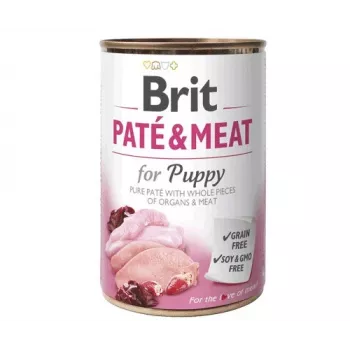 Nassfutter Brit Paté & Meat Puppy Huhn 400 g — Nasspastete für Junghunde, getreidefrei, 75 % Feuchtigkeit, 11,5 % Protein