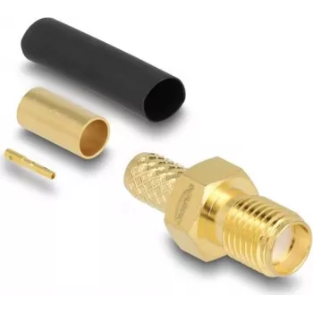 RF-Koaxial-SMA-Buchsen-Crimpstecker DELOCK für LMR200 mit Schrumpfschlauch