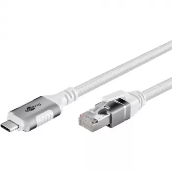 Netzwerkkabel Goobay 74180 USB C RJ-45 Cat6 10 m weiß