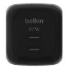 AC Indoor-Schnellladegerät Belkin WCH020kqBK, 2× USB-C, universelle Kompatibilität, Stromschutz, schwarz