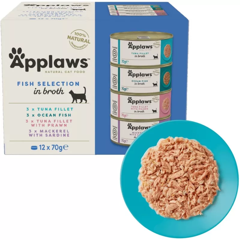APPLAWS Fish Selection Multipack in Brühe - Nassfutter für Katzen - 12x70g