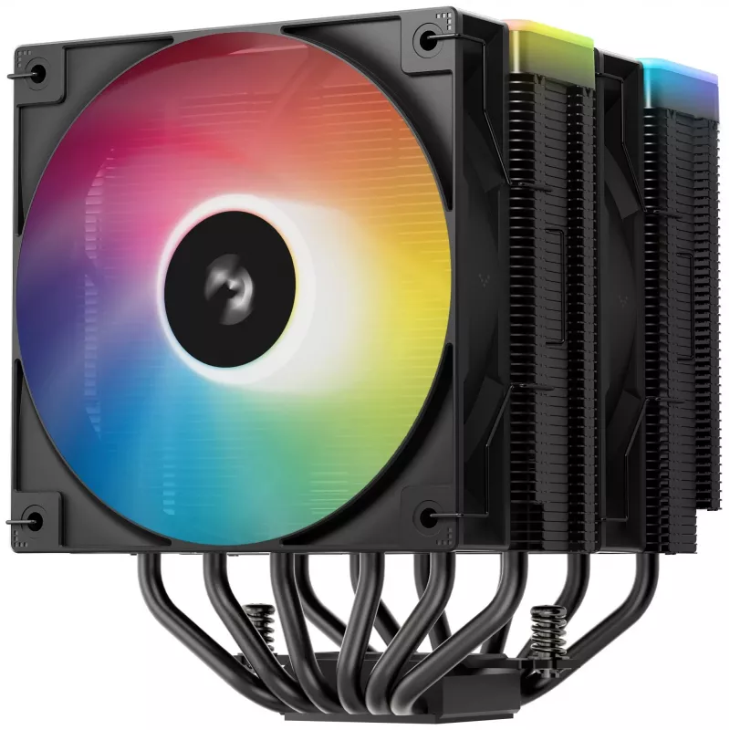Luftkühler DeepCool AG620 BK ARGB V2 — 120 mm Doppellüfter, 6 Heatpipes, LGA 1700/AM4/AM5-Unterstützung, schwarz