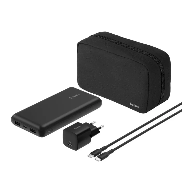 Belkin BoostCharge - Powerbank + AC-Netzteil - 20000 mAh - PD - 3 Ausgangsanschlüsse (24 Pin USB-C, 2 x USB)