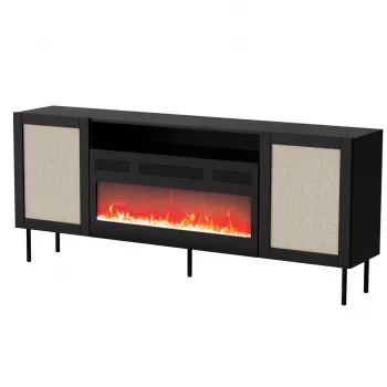JUTA EF Kommode + electric Kamin 202x39.5x85 schwarz + linol calabria