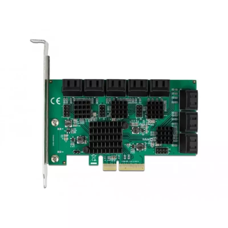 DeLOCK 16 Port SATA PCI Express x4 Karte 6 Gbit/s Grün Grau