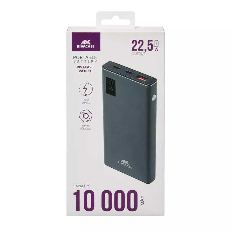 Powerbank Rivacase VA1021 10000mAh, dual USB-Ausgänge, LED-Anzeigen, kompakter tragbarer Ladegerät