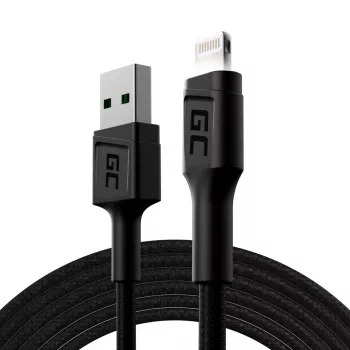 Lightning-auf-USB-A-Kabel Grün Cell KABGC12, 2 m, Lightning – USB A, Schwarz