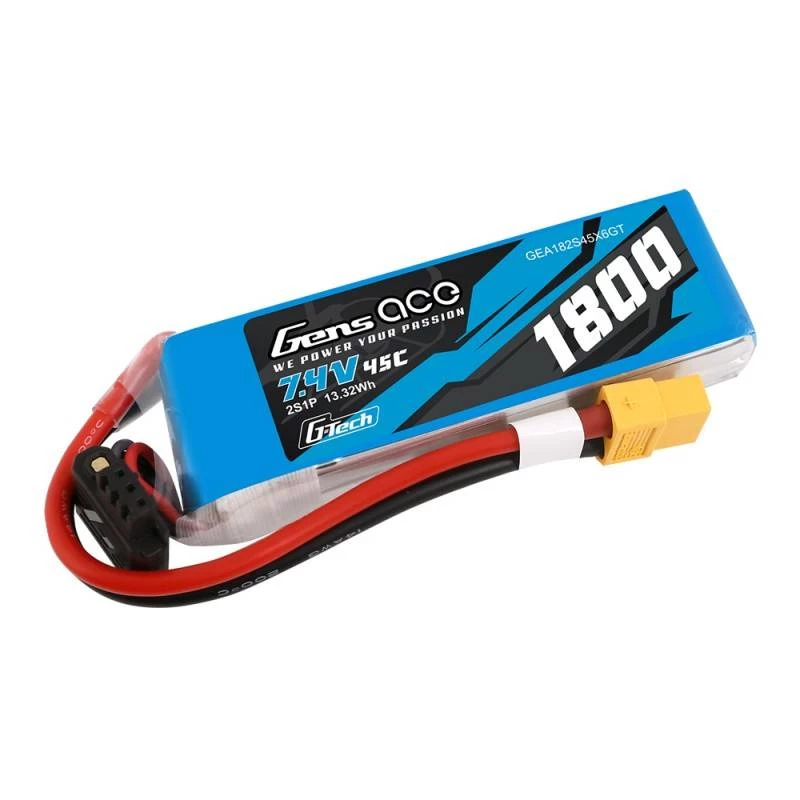 GensAce G-Tech LiPo 1800mAh 7.4V 45C 2S1P XT60 Akku