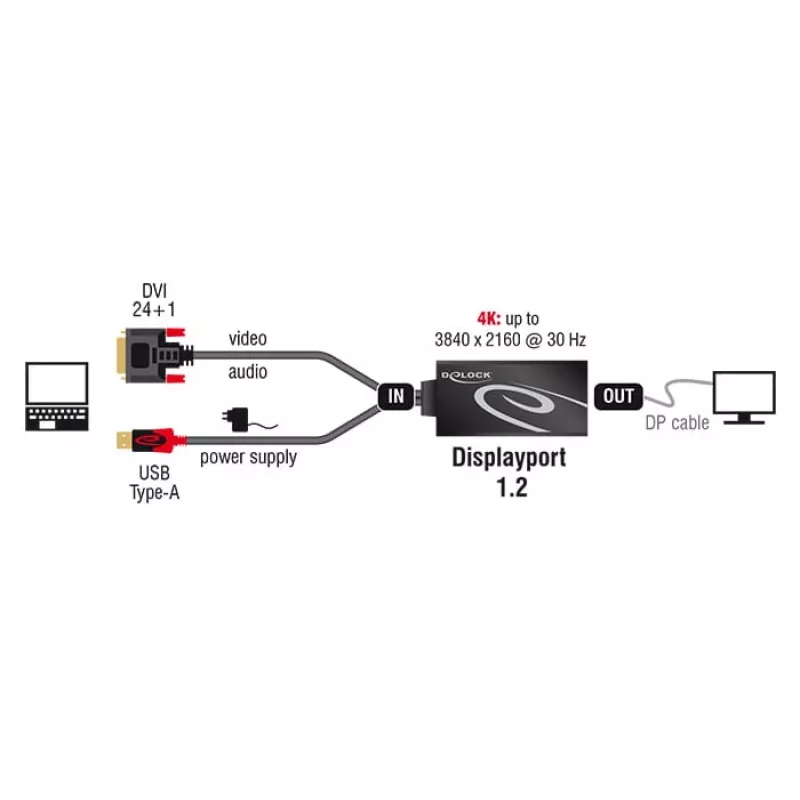 Kabel DVI 24+1 + USB-A/Displayport 20p DeLOCK 62596