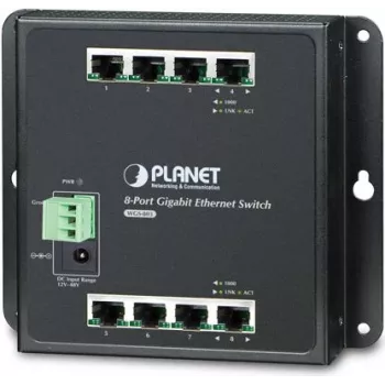 PLANET WGS-803 - Switch - unmanaged + 8 x 10/100/1000 - Hutschienenmontage, wandmontierbar - DC (WGS-803)