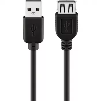 Wentronic Goobay USB 2.0 Hi-Speed Verlängerungskabel, Schwarz, 5 m - USB 2.0-Stecker (Typ A) > USB 2.0-Buchse (Typ A) (68905)