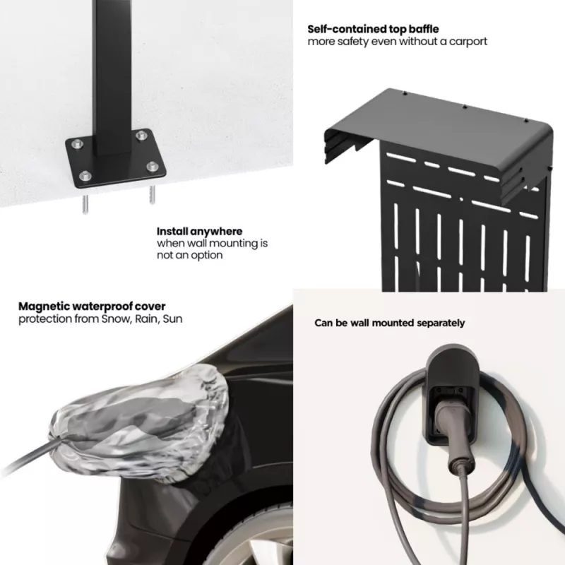Outdoor-Ständer für EV- und PHEV-Autoladegeräte Maclean, Stahl, 15 kg max, MCE456