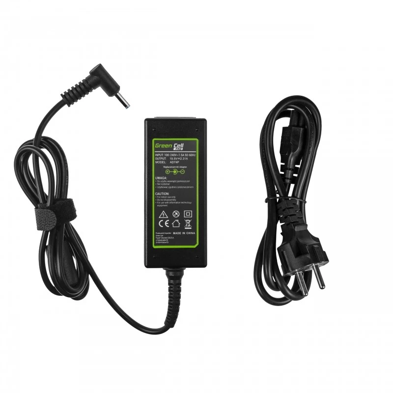 AC-to-DC Laptop-Netzadapter Green Cell AD74P 45W 19.5V 2.31A für den Innenbereich, Schwarz