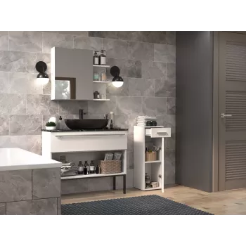 Badezimmer-Halbsäule mit Schublade Top E Shop Nel 30×30×85 cm weiß matt