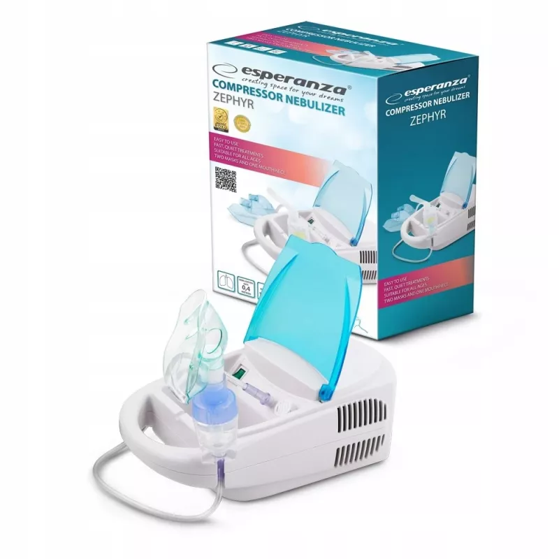 Tisch-Mesh-Vernebler ESPERANZA ECN002 — 0,4 ml/min Verneblung, 10 ml Fassungsvermögen, Erwachsenen- und Kindermaske, Mundstück, 220 V