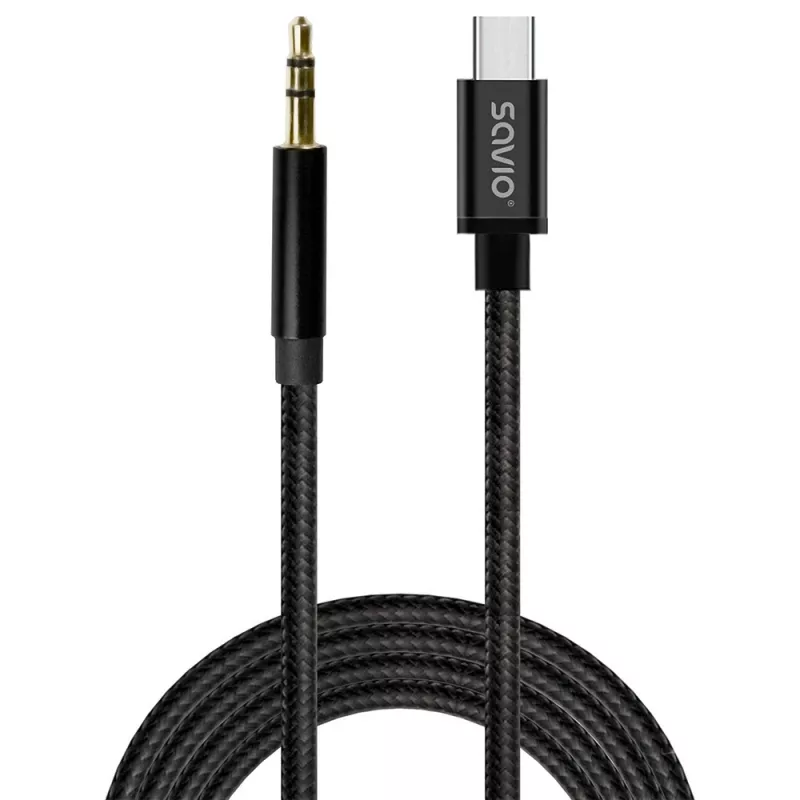 Audiokabel Savio CL-188 2 m Schwarz Stecker auf Stecker