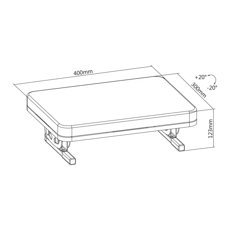 Fußstütze MACLEAN MC-460 ergonomische gepolsterte Metallfußstütze, rutschfeste Basis, Neigung -20–20°, max. Belastung 20 kg, schwarz