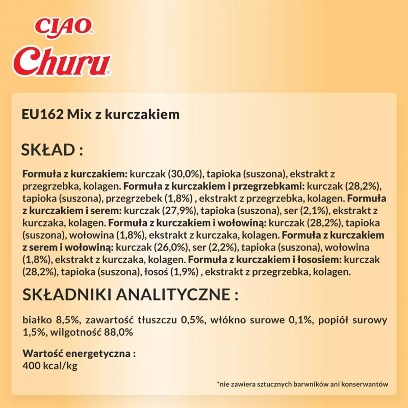 Katzenleckerli Inaba Foods Churu Varieties — Huhn, 60 x 14 g Tuben