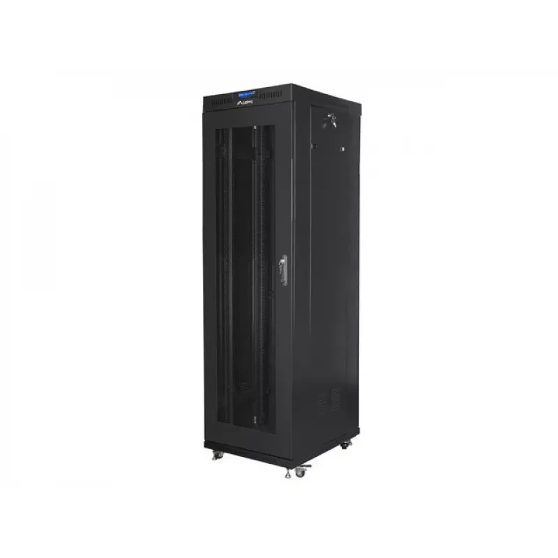 Rackschrank LANBERG FF01-6842-23BL 42U freistehend, 2127,5×600×800 mm, IP20, Schlüsselschloss, Laufrollen