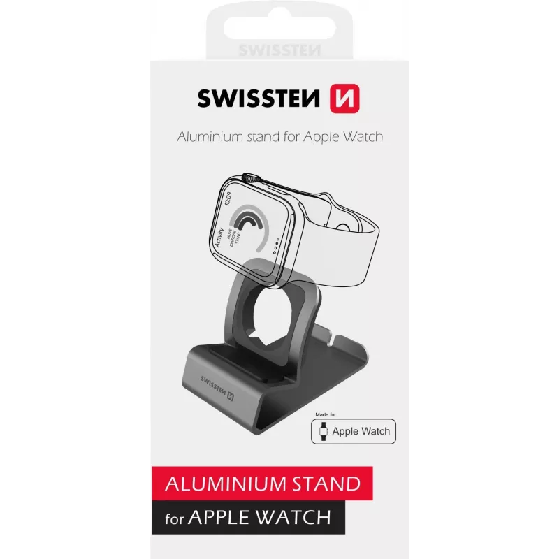 Aluminium-Ständer SWISSTEN 25005200 für Apple Watch Series 1–6, Grau