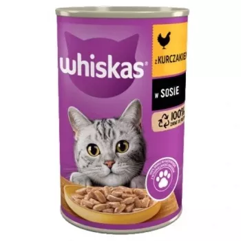 Whiskas Nassfutter für Katzen 400 g – Hühnchengeschmack, ausgewachsene Katzen, Dose