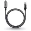 Ethernet-Kabel USB-C 3.2 Gen2 Stecker > RJ-45 Stecker, LAN-Adapter schwarz/Silber, 2 Meter, geflochtener Textilmantel
