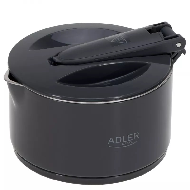 Elektrischer Wasserkocher Adler AD 1377G, 0,6 L Fassungsvermögen, 600 W, grau, Kunststoff/Silikon/Edelstahl