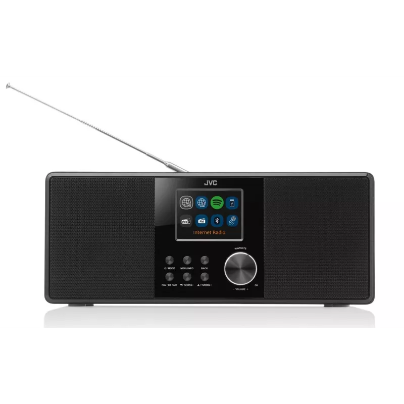 Internetradio JVC RA-E981B — Wi‑Fi- & Bluetooth-Streaming, DAB+, UKW, 2x5W, 40 Senderspeicher, USB, AUX, LCD-Display