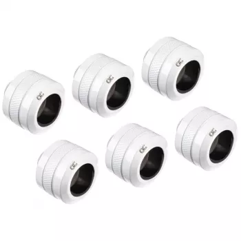 Fitting Alphacool 17484, Messing, weiß, 23 mm Höhe, 26 mm Durchmesser, 6er-Pack