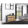 Kommode top e shop M6 120 — Anthrazit/Eiche, 6 Schubladen, 1200×300×770 mm, Spanplatte