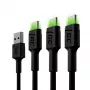 USB-C-Kabel Grün Cell KABGCSET02 1,2 m (USB-A auf USB-C, 2,4 A, 480 Mbit/s) 3er-Pack mit LED-Hintergrundbeleuchtung