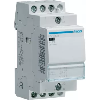 Hager ESC325. Kontakt Strombelastbarkeit: 25 A, Kabelquerschnitt: 1/6 mm², Temperaturbereich in Betrieb: -10 - 50 °C. AC Eingangsspannung: 230 V, AC E