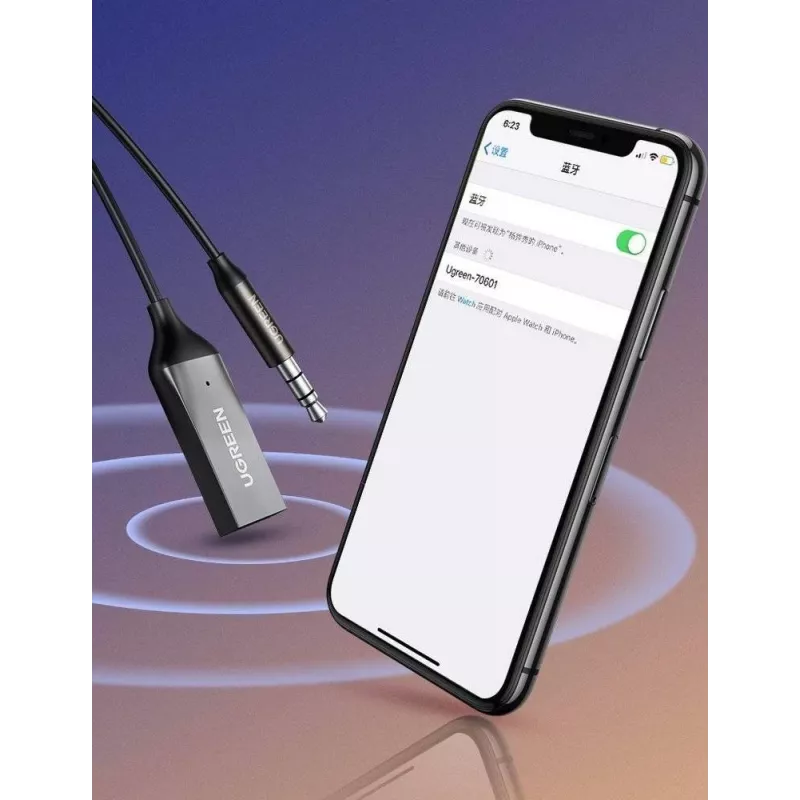 Audio-Empfänger UGREEN CM309 Bluetooth 5.0 USB mit 3,5 mm AUX-Klinke, schwarz, 20–20000 Hz