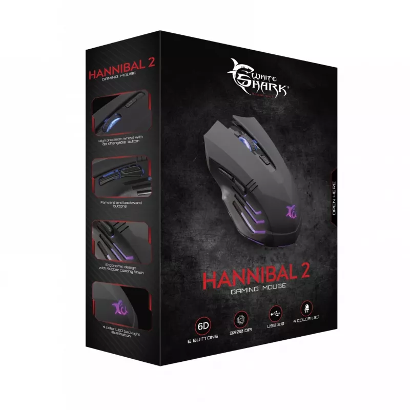 White Shark GM-5006B Gaming-Maus Hannibal-2 Schwarz