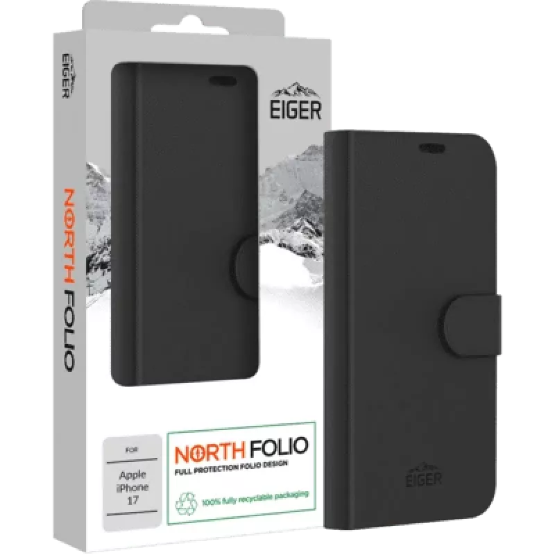 Folio Stand Case Eiger EGCA00932 Magnetic Black für Apple iPhone 17