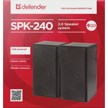 DEFENDER SPK-240 kabelgebundene Desktop-Lautsprecher, 2.0, 6 W RMS, USB-Stromversorgung, 3,5 mm, schwarz