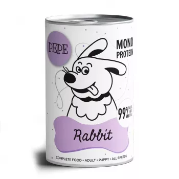 PAKA ZWIERZAKA Pepe Rabbit 400 g Nassfutter für Hunde – Kaninchenpastete, ausgewachsen, gluten- und sojafrei