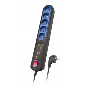 Steckdosenleiste Lestar LFT 2005 — 5 Typ-F-Netzsteckdosen, 2,5 m Kabel, grau/schwarz