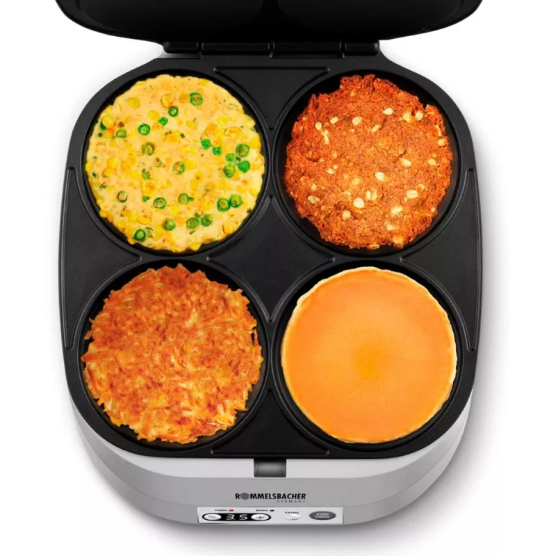 ROMMELSBACHER PC 1800, 4 Crêpes, Silber, Kunststoff, 13,5 cm, Tasten, 1800 W