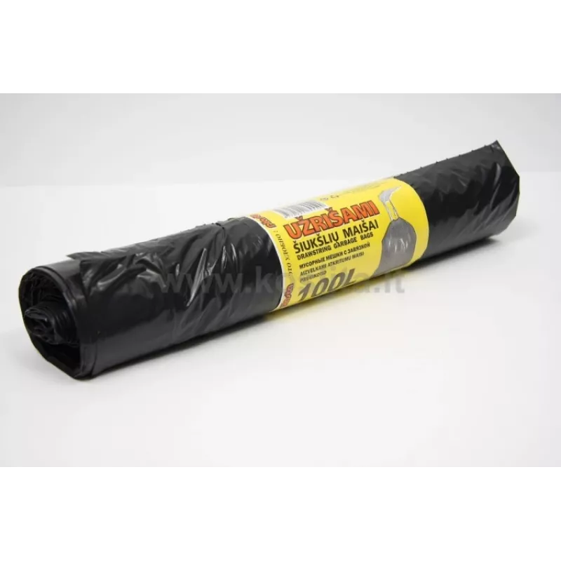 Müllbeutel mit Zugband, 100 l/10 Stk., 35 Mikrometer