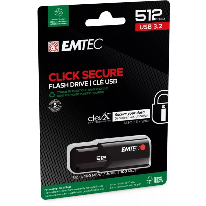 USB-Stick Emtec B120 Click Secure 512 GB USB Typ-A 3.2 Gen 2